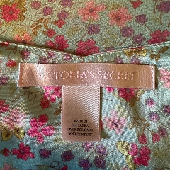 Victoria's Secret Vintage 1990s Y2K Blue Floral Open Front Satin Cami Top Medium - Picture 15 of 16